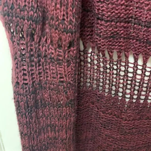 RUE21 Medium Long Open Front Cardigan Vest Burgundy & Black - Picture 4 of 13